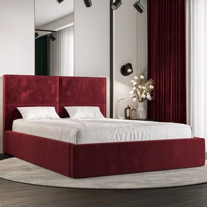 Čalouněná postel Aphrodite 160x200 s úložným boxem bordó v moderním skandinávském stylu s pohodlným čelem