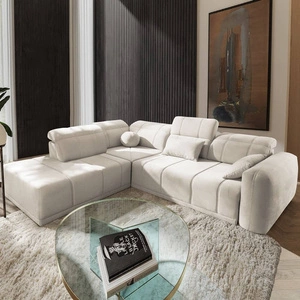 Rohová sedací souprava s funkcí spaní Cetara VII krémová levá vysoce kvalitní rohová sedací souprava do obývacího pokoje s pohodlným posuvným opěradlem