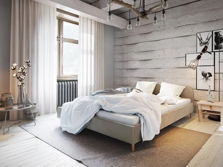 Čalouněná postel Ivrea 160x200 v béžové barvě s moderním čelem ideální do ložnice