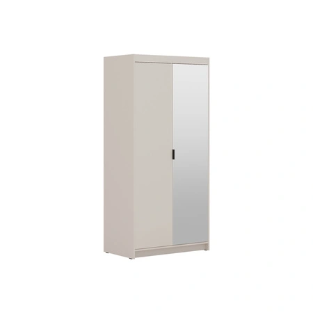 Zrcadlová šatní skříň Rene 90 cm béžová písková klasický design jednoduchý tvar ideální šatní skříň do ložnice nebo předsíně hrany s povrchovou úpravou ABS