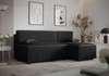 Rohová sedací souprava s funkcí spaní Brandon černá pravý roh trojrozměrná tkanina s výrazným pruhem nádoba na lůžkoviny