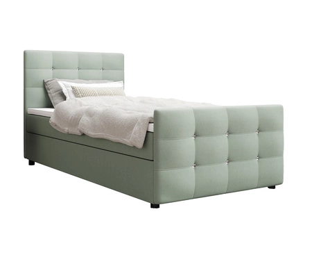 Kontinentální postel Kansas 100x200 v mátové barvě v moderním skandinávském stylu s čalouněným čelem a nohama