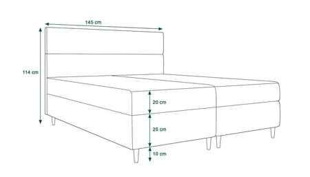 Kontinentální postel Bing 140x200 lahvově zelená v moderním skandinávském stylu s výrazným čelem