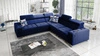 Rohová pohovka s funkcí spaní Hampton III námořnicky modrá pravá pohodlná rohová pohovka z hladké a měkké sametové látky