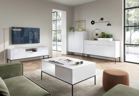 Nábytková sestava Lovro bílá moderní designová nástěnná skříňka do obývacího pokoje nebo zasedací místnosti