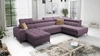 Rohová pohovka s funkcí spaní Bolmso VI fialová levá pohodlná rohová pohovka s nastavitelnými opěrkami hlavy dekorativní prošívání na sedáku