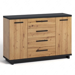 Komoda Simi 135 cm dub artisan / černá minimalistický design klasický tvar ideální komoda do obývacího pokoje nebo obývacího pokoje