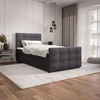 Kontinentální postel Kansas 90x200 grafit v moderním skandinávském stylu s čalouněným čelem a nohama
