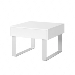 Bílý konferenční stolek Apulia 63 cm se zásuvkou jedinečný design jednoduchá konstrukce deska odolná proti polití