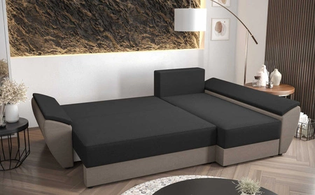 Rohová pohovka s funkcí spaní Fogu III zelená pravostranná stylová rohová pohovka s područkami a úložným prostorem na lůžkoviny manšestrová tkanina