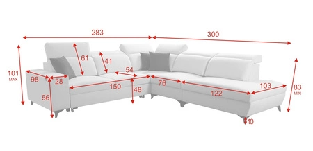 Kelly Elegantní rohová pohovka IX s funkcí spaní světle hnědá pravá stylová rohová pohovka s pohodlnými područkami a nastavitelnými opěrkami hlavy