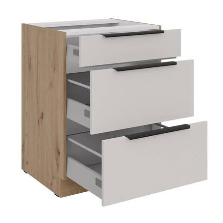 Sada kuchyňského nábytku Soela 330 cm elegantní kuchyňské skříňky v jemných a přírodních barvách úchyty s kovovými hranami