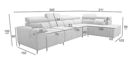 Rohová pohovka s funkcí spaní Castel XI hnědá pravostranná pohodlná rohová pohovka s úložným prostorem na lůžkoviny odolná látka