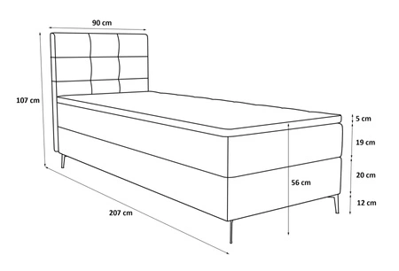 Kontinentální postel Irvine 90x200 růžová Stylová postel s úložným prostorem na lůžkoviny a vysokým čelem zaujme svým elegantním designem