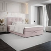 Kontinentální postel Flint 120x200 pudrově růžová v moderním skandinávském stylu s čalouněným čelem postele s úložným boxem