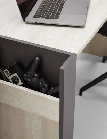 Psací stůl Remona 130 cm dub wilton bílý / antracit stylový a funkční do kanceláře, pracovny nebo pokoje pro mládež