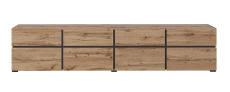 TV skříň Cross 225 cm dub wotan jednoduchý tvar v moderním provedení ideální skříň do obývacího pokoje a zasedací místnosti geometrický tvar