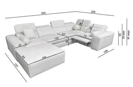 Rohová sedací souprava s funkcí spaní Viano IV Lux krémová levé provedení rohová sedací souprava s výsuvnou podnožkou velká nádoba na lůžkoviny