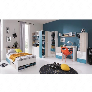 Nábytková sestava Niko bílá / dub / mořská ideální do dětského pokoje v módním stylu