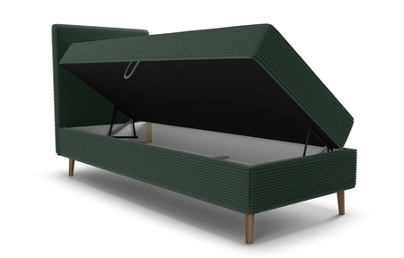 Kontinentální postel Totti 90x200 zelená stylová postel s úložným prostorem trojrozměrná tkanina s výraznými pruhy