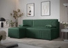Rohová sedací souprava s funkcí spaní Brandon zelená levá trojrozměrná tkanina s výrazným pruhovaným kontejnerem na lůžkoviny