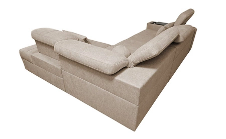 Rohová sedací souprava s funkcí spaní Tesalia VII hnědá pravá strana moderní design pohodlné posuvné opěradlo zásuvka v boku nábytku