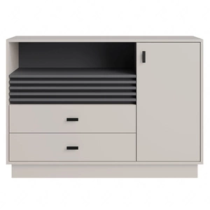 Komoda Estan 120 cm béžová / antracitová moderní designový nábytek kvalitní zpracování hrany komody zakončené speciální dýhou