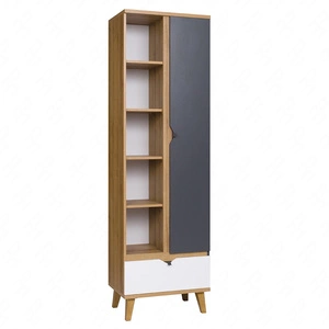Knihovna Memone 60 cm zlatý dub / bílá / grafit ideální knihovna do dětského pokoje ve skandinávském stylu