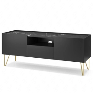 Madison 144 cm RTV skříňka černá grafit / mramor černá královský modernistický design dekorativní deska v mramorovém dekoru