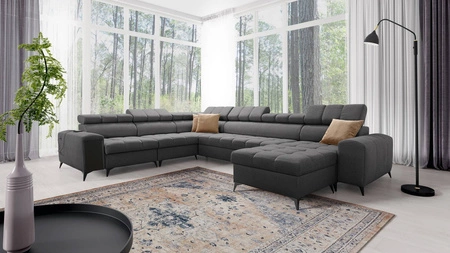 Rohová sedací souprava s funkcí spaní Bolmso VIII graphite pravá elegantní a pohodlná rohová sedací souprava se zásuvkou ideální do prostorných interiérů