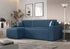 Rohová sedací souprava s funkcí spaní Brandon Bis modrá levá trojrozměrná tkanina s výrazným pruhovaným kontejnerem na lůžkoviny