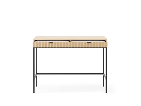 Dubová konzola Lovro Vicenza se zásuvkami stylový a funkční kus nábytku do předsíně, obývacího pokoje nebo kanceláře kontrastní černé doplňky