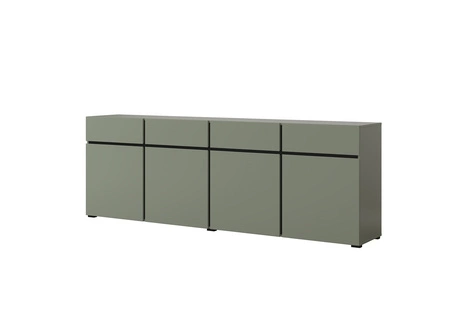 Komoda Cross 225 cm zelená jednoduchý tvar v moderním designu ideální komoda do obývacího pokoje nebo ložnice geometrický tvar