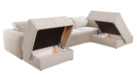 Rohová sedací souprava s funkcí spaní Cetara VI šedá levá pohodlná a stylová rohová sedací souprava s posuvnými opěradly