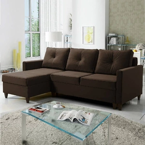 Rohová sedačka s funkcí spaní Terni hnědá levý roh praktická a funkční rohová sedačka vybavená prostornými nádobami na lůžkoviny