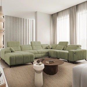 Penejos VIII olivová levá rohová pohovka s funkcí spaní Stylová rozkládací pohovka z odolné tkaniny