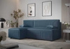 Rohová sedací souprava s funkcí spaní Brandon modrá levá trojrozměrná tkanina s výrazným pruhovaným kontejnerem na lůžkoviny