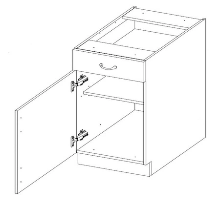 Stojatá kuchyňská skříňka se zásuvkou a policí Delos 50 D 1F 1S BB skříň odolná proti páře vysoké teplotě a rozlité kapalině