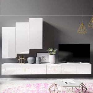 Nástěnná skříňka Apulia XX bílý lesk Výjimečně stylová nástěnná skříňka s jednoduchými prvky, která se hodí do každého interiéru