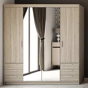 Šatní skříň Rene 176 cm světlý dub sonoma stylový design ABS hrany šatní skříň se zrcadlem do ložnice nebo šatny prostorné zásuvky