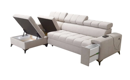 Rohová sedací souprava s funkcí spaní Levá rohová sedací souprava Bolmso mint se dvěma nádobami na lůžkoviny s praktickou zásuvkou v boční části nábytku