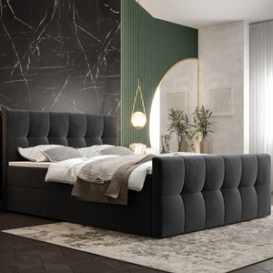 Kontinentální postel Manhattan 180x200 grafit v moderním skandinávském stylu s čalouněným čelem a nohama