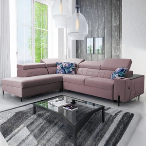 Rohová sedací souprava s funkcí spaní Belvi III heather left pohodlná a elegantní rohová sedací souprava do obývacího pokoje s praktickým úložným prostorem na boku