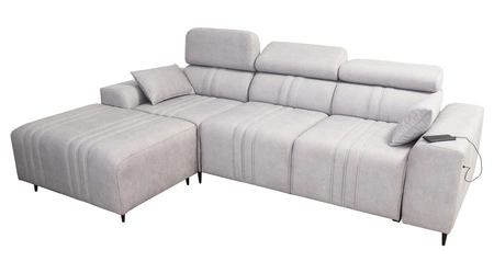 Rohová sedací souprava s funkcí spaní Castel šedohnědá levostranná pohodlná a stylová rohová sedací souprava s kontejnerem na lůžkoviny