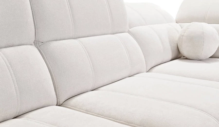 Rohová rozkládací pohovka s funkcí spaní Penejos XII Lux béžová levá stylová rohová rozkládací pohovka s pohodlnou výsuvnou opěrkou nohou