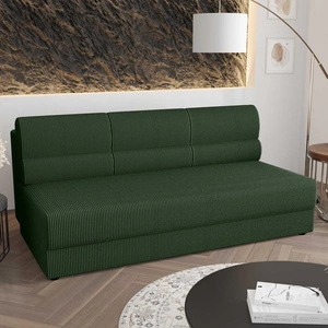 Fogu rozkládací pohovka zelená jednoduchá forma pohovky v moderním designu manšestrové čalounění kontejner na lůžkoviny