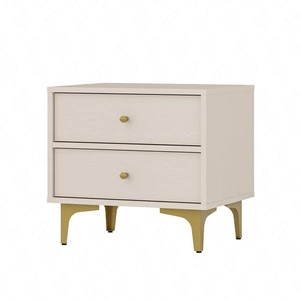 Noční stolek Kioto I béžový se zásuvkami ideální skříňka do ložnice jemné úchyty kovové nohy