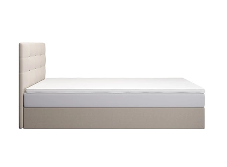 Béžová kontinentální postel Kingston 120x200 v moderním skandinávském stylu s čalouněným čelem s krystaly postel s úložným boxem