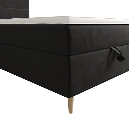 Kontinentální postel Bing 90x200 grafit v moderním skandinávském stylu s čalouněným čelem postele s úložným boxem