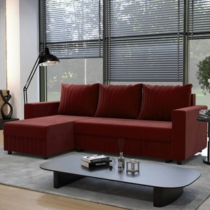 Rohová sedací souprava s funkcí spaní Pasco bordó levá klasická rohová sedací souprava, která se hodí do každého interiéru dekorativní prošívání